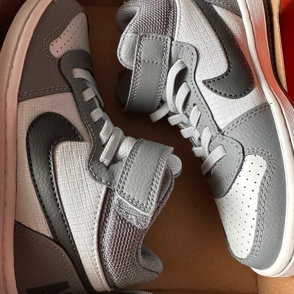 Nike Gray and White High-Top Sneakers